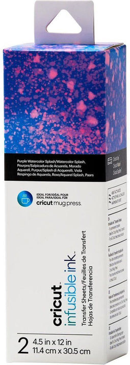 Cricut Infusible Ink Transfervellen met Patroon – Watercolor Splash (2 vellen), ideaal voor de Mug Press
