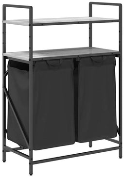 vidaXL - Wasmand - 2 - vakken - met - planken - grijs - sonoma - eiken