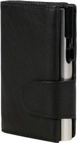 Clicksafe pasjeshouder - RFID - 8 pasjes - kunstleer/aluminium - zwart/zilver - JU-962201
