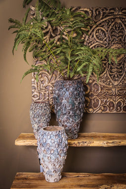 PTMD Vico Ronde Bloempot - H38 x Ø19 cm - Keramiek - Bruin