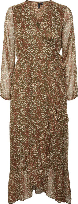 Vero Moda VMLINNEA LS LONG WRAP DRESS WVN GA LCS - Lange wikkeljurk - V-hals - Maat S