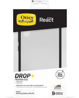 Otterbox Galaxy A34 5G - React Hoesje - Schokbestendig Valbestendig Antimicrobieel - Transparant