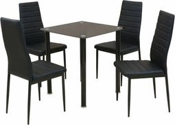 vidaXL - Eetkamerset - tafel - en - stoel - zwart - 5-delig