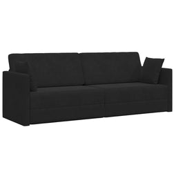 vidaXL - Vloersofa - Bed - 2-in-1 - Zwart - 213x144x60 - cm - Velours