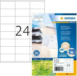 Herma 10728 - Zelfklevende etiketten A4 70x36mm - 100% gerecycled papier (80 vel)