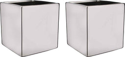 Mica Decorations Chaz Bloempot - 21x21cm - Keramiek - Zilver - 2 Stuks
