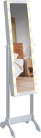 vidaXL - Spiegel - vrijstaand - met - LED's - 34x37x146 - cm - wit