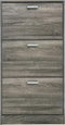 VVD Schoenenrek - 3 vakken - grijs bruin - 30x112x60cm