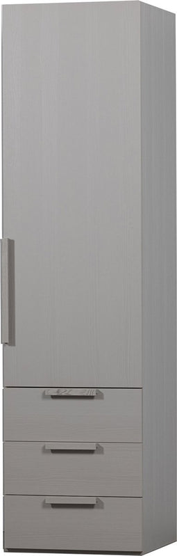 WOOOD Rens Kledingkast 1-Deurs - Noten/Grijs - 210x55x58