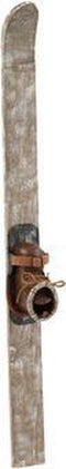 J-Line decoratie Ski + Schoen - hout/metaal - grijs