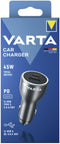 Varta - Car Charger - 45W - 1x USB type-A 1x USB type-C - Zwart