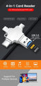 4 In 1 Kaartlezer - Usb 3.0 Naar Type C Adapter - Usb Naar Ios - Micro Tf Kaart - Converter voor Pc Iphone Samsung- Grijs