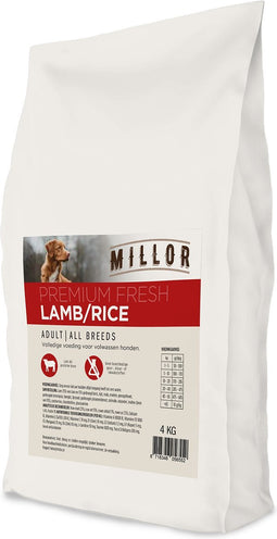 4 kg Millor premium extruded fresh adult lamb / rice hondenvoer
