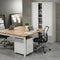 4 poots bureau vergadertafel Kubus 160x160cm bladkleur Halifax Eiken framekleur Aluminium (RAL9006)