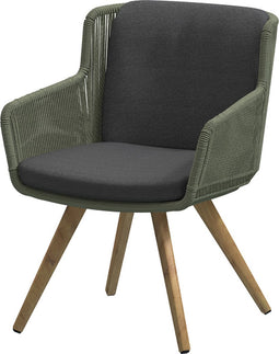 4 Seasons Flores dining tuinstoel met teak poten - Groen (1 st.) - OP = OP