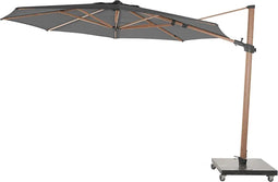 4 Seasons Outdoor Siesta Premium Zweefparasol Ø350 - Charcoal/Houtlook Frame