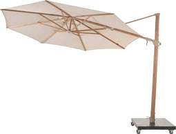 4 Seasons Outdoor Siesta Premium Zweefparasol Ø350 - Sand/Houtlook Frame