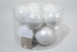 4 stuks 10 kerstballen winterwit emaille 60 mm