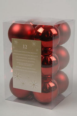 4 stuks 12 kerstballen kerstrood 60 mm