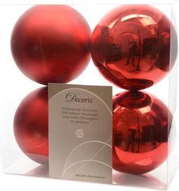 4 stuks 4 kerstballen kerstrood 100 mm