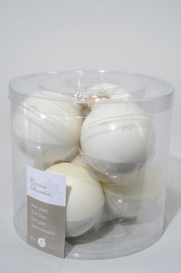 4 stuks 6 kerstballen wolwit emaille 80 mm