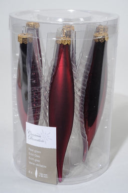 4 stuks 6 kerstpegels ossenbloed glans-mat