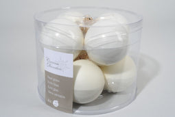 4 stuks 8 kerstballen wolwit emaille 70 mm