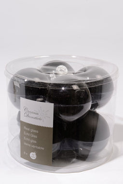 4 stuks 8 kerstballen zwart glans 70 mm