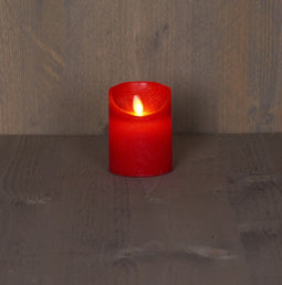 4 stuks Batterijverlichting kaars wax rustiek bewegende vlam 7,5x10cm rood 3xaaa/timer