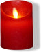 4 stuks Batterijverlichting kaars wax rustiek bewegende vlam 7,5x10cm rood 3xaaa/timer