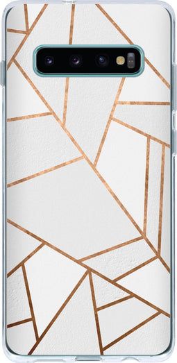 Hoesje Geschikt voor Samsung Galaxy S10 Plus Hoesje Siliconen - Design Backcover siliconen - Meerkleurig / White Graphic