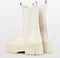PS Poelman Kimmy - Dames Leren Chunky Chelsea Enkellaarzen - Beige Crème Wit - Maat 40