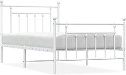 vidaXL - Bedframe - met - hoofd- - en - voeteneinde - metaal - wit - 100x190 - cm