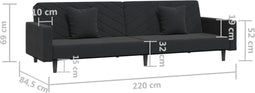 vidaXL - Slaapbank - 2-zits - met - 2 - kussens - fluweel - zwart