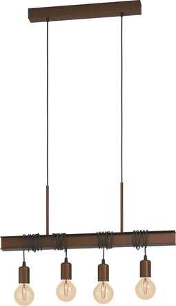 EGLO Townshend 4 - Hanglamp - E27 - 70 cm - Industrieel - Bruin