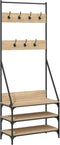 vidaXL - Kledingrek - met - schoenenrek - 72x34x184 - cm - sonoma - eikenkleurig