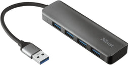 Trust Halyx - Aluminium 4-Port USB 3.2 Hub - 4x USB-A 5 Gbps - Grijs