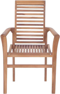 vidaXL - Eetkamerstoelen - stapelbaar - massief teakhout - bruin (2 stuks)