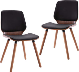 vidaXL - Eetkamerstoelen - 2 - st - kunstleer - zwart