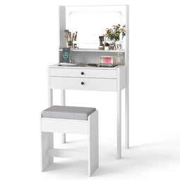 Coast Kaptafel - LED Spiegel - Gehard Glazen Blad - Wit - 64 x 40 x 132 cm