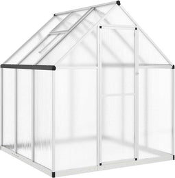 vidaXL - Tuinkas - met - basisframe - 169x169x195 - cm - aluminium - zilverkleurig
