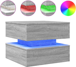 vidaXL - Salontafel - met - LED-verlichting - 50x50x40 - cm - grijs - sonoma - eiken