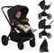 Lionelo Mika Plus - Kinderwagen 3in1 - XXL SET - incl. i-Size autostoel - All-terrain wielen - tot 22kg - Zwart