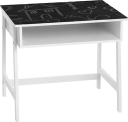 Atmosphera Kids kinderbureau met schrijfbank voor krijtjes - met extra laden - Lessenaar - Wit - Hout - Bureau