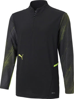 PUMA individualCUP Training 1/4 Zip Sporttrui - Voetbal - Polyester - Zwart/Groen - Maat 152