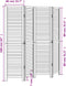 vidaXL - Kamerscherm - met - 4 - panelen - massief - paulowniahout - wit
