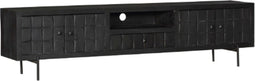 Tv meubel Evan 220 cm - tv meubel industrieel - tv meubel zwart hout