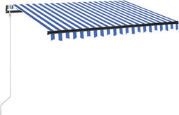 vidaXL - Luifel - automatisch - met - LED - en - windsensor - 350x250 - cm - blauw - wit