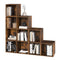 Woltu Boekenkast met 10 Vakken - Roomdivider en Trapplank - Rustiek Bruin - 120 x 120 x 30 cm