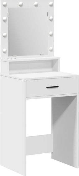 vidaXL - Kaptafel - met - LED - Verlichting - - - Wit - - - 50x41x135 - cm
